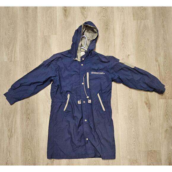 vintage blue Georgetown Hoyas Rain Parka Size Small - Picture 1 of 3